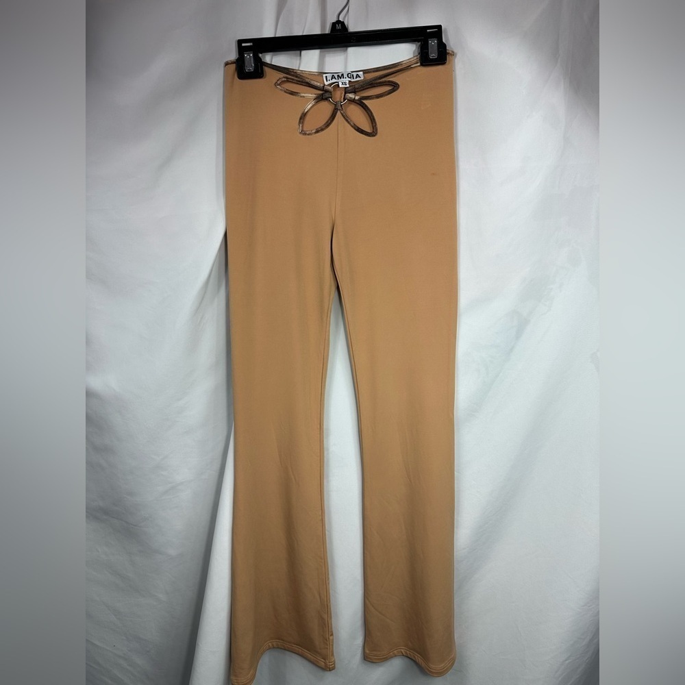 I AM GIA Renalee tan pants with flower detail size XS